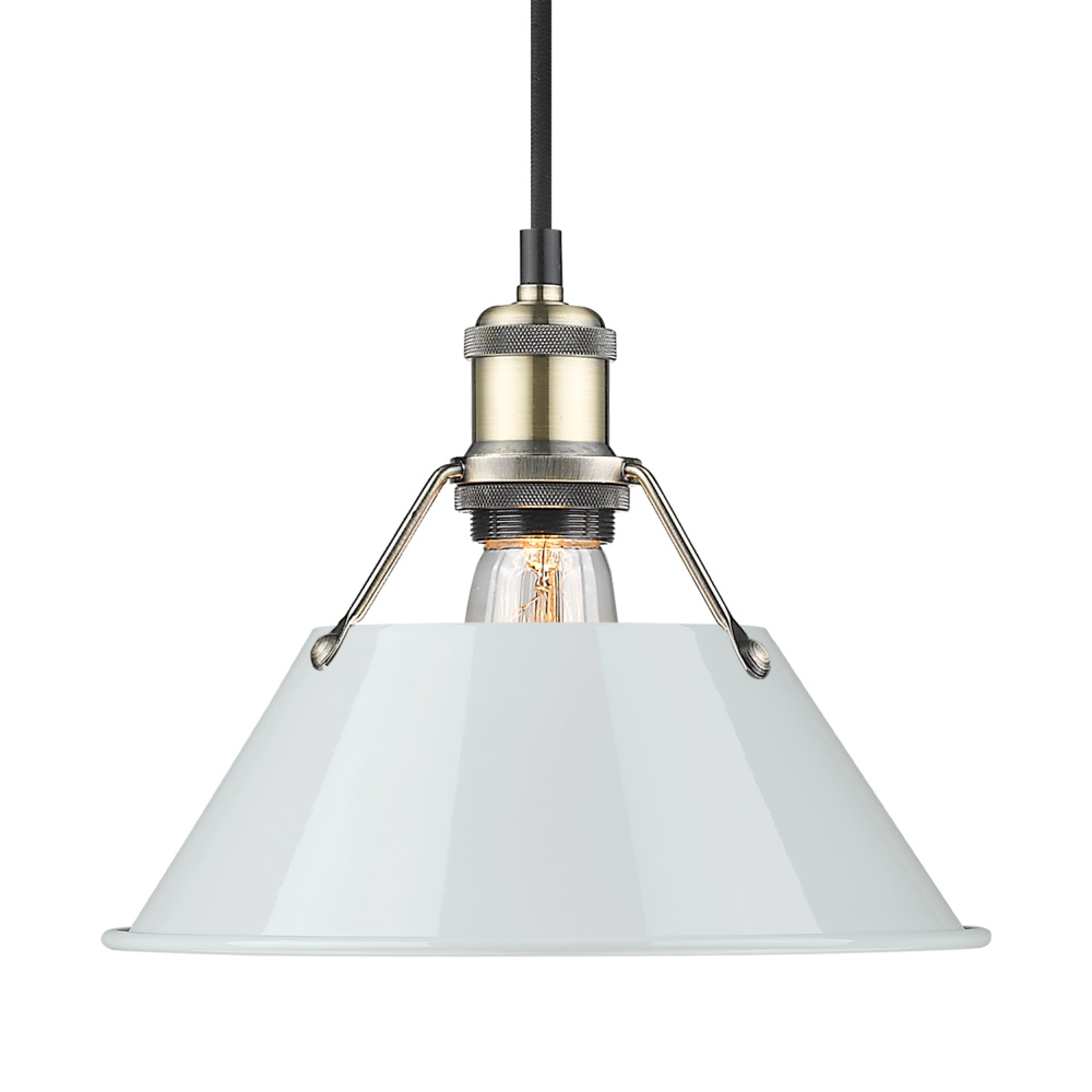 Yep by Golden Lighting Orwell 1-light 10in Pendant in Aged Brass and Dusky Blue shade